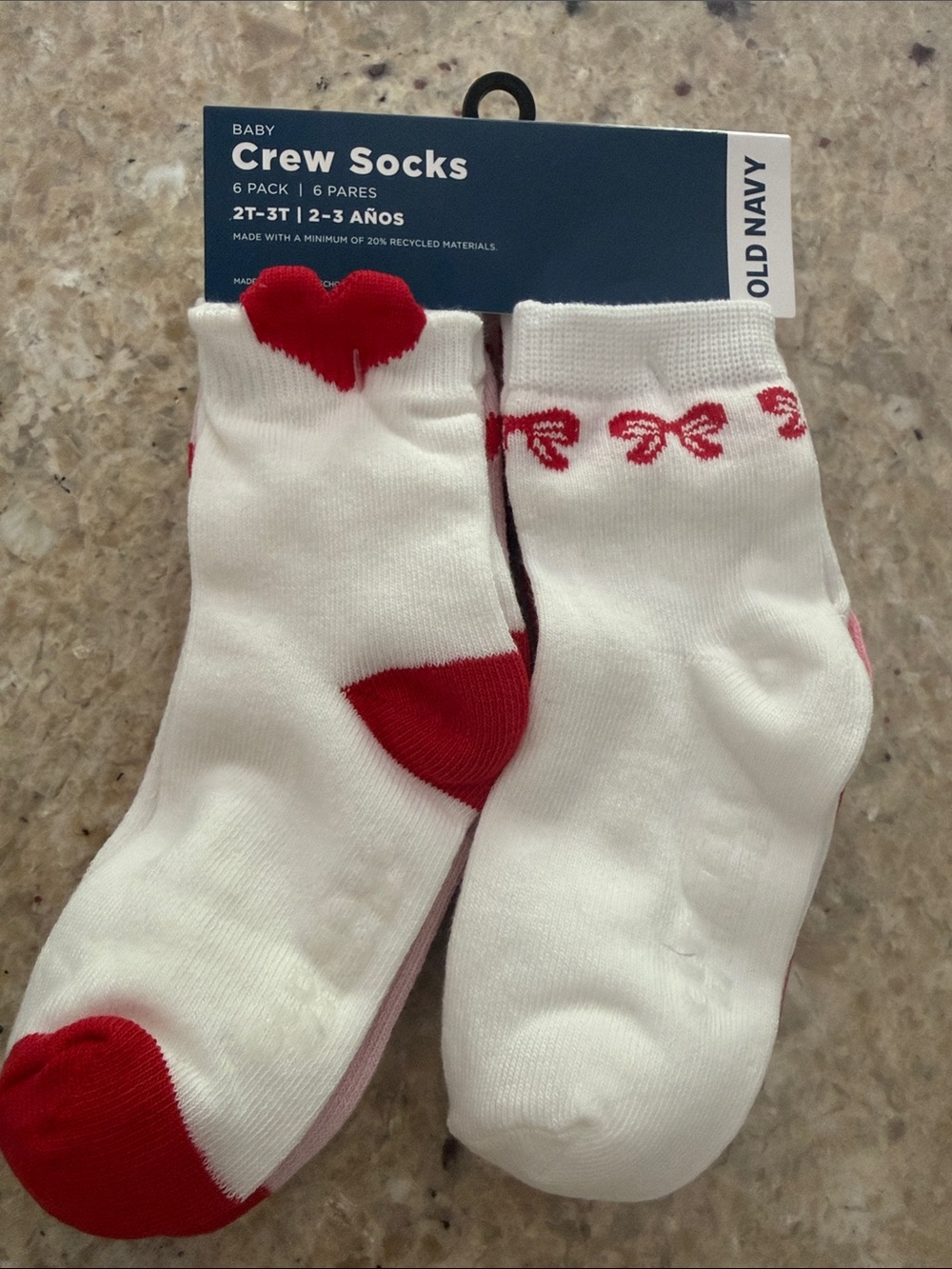 Old Navy White and Red Baby Crew Socks - Heart & Bow Accents